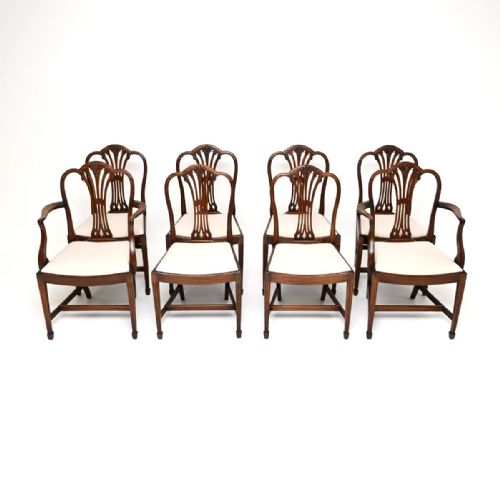 Set of Eight Antique Edwardian Mahogany Dining Chairs
