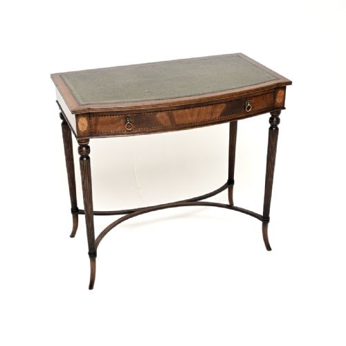 Antique Inlaid Mahogany Leather Top Writing / Side Table
