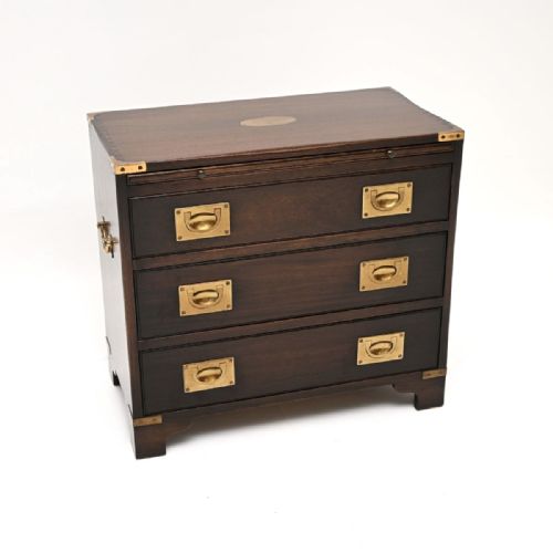 Antique Mahogany Military Campaign Style Chest of Drawers
