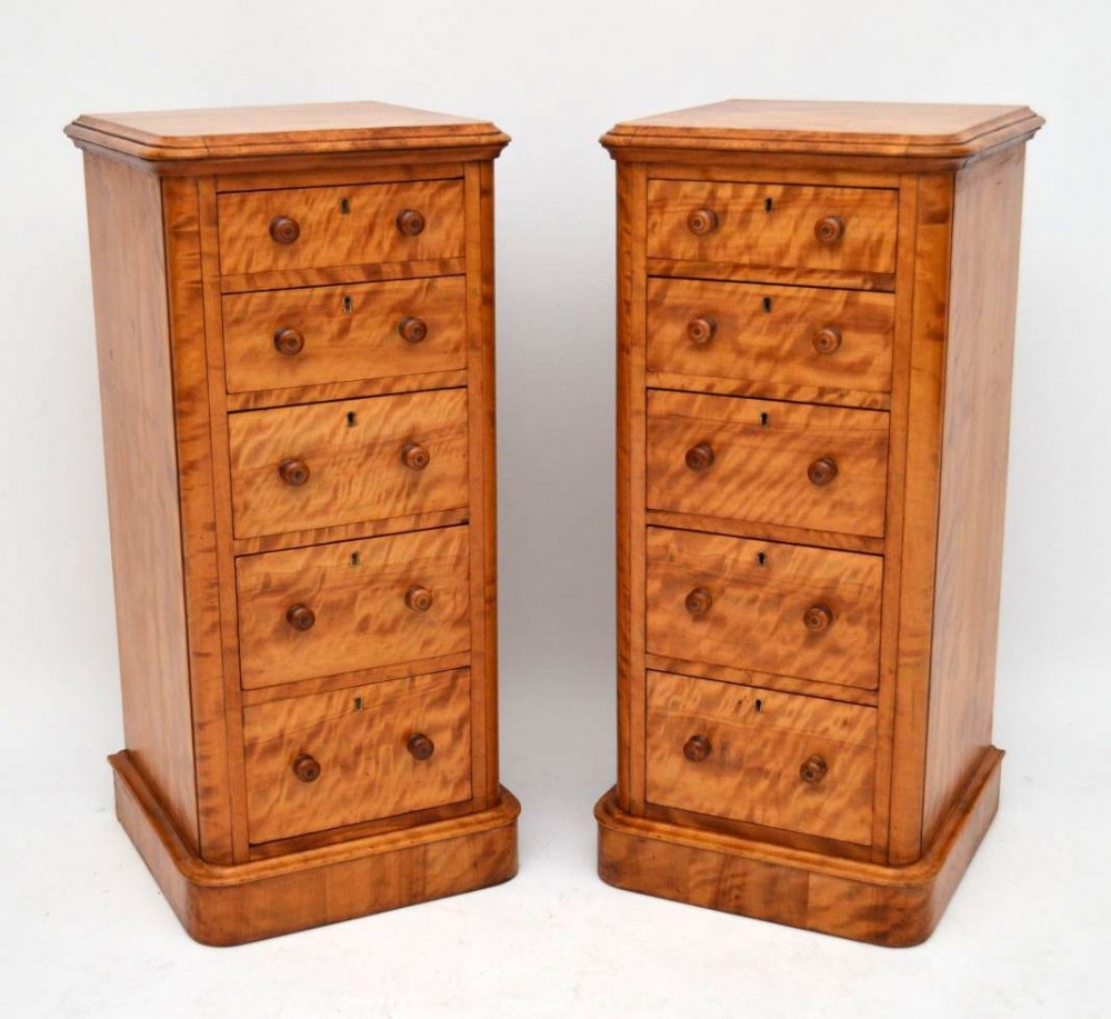 Pair of Antique Victorian Satin Birch Chests