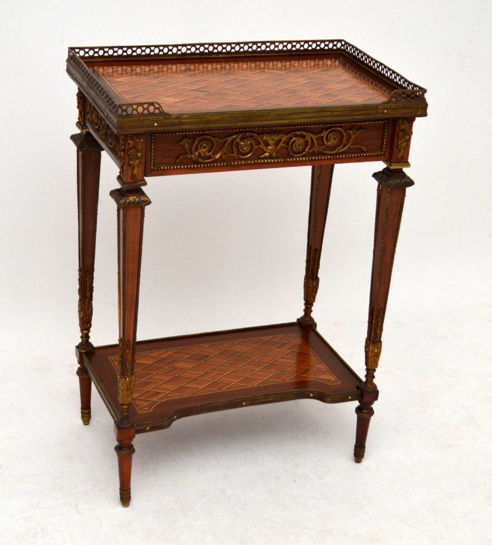 Antique French Inlaid Parquetry Side Table With Ormolu Mounts