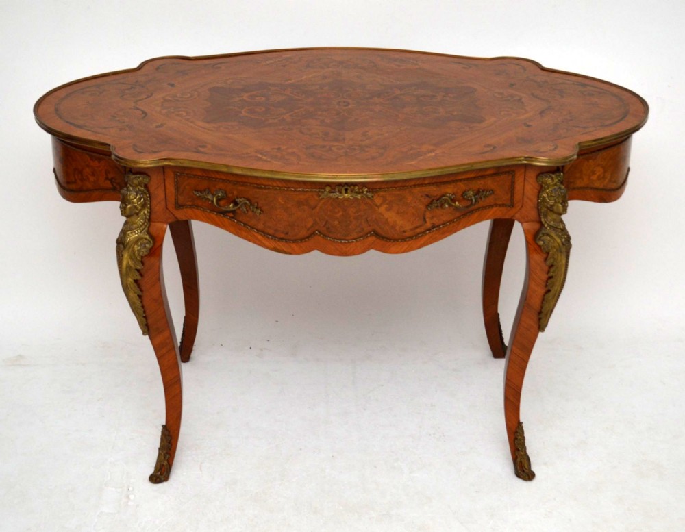 Antique French Marquetry Inlaid Bureau Plat Desk