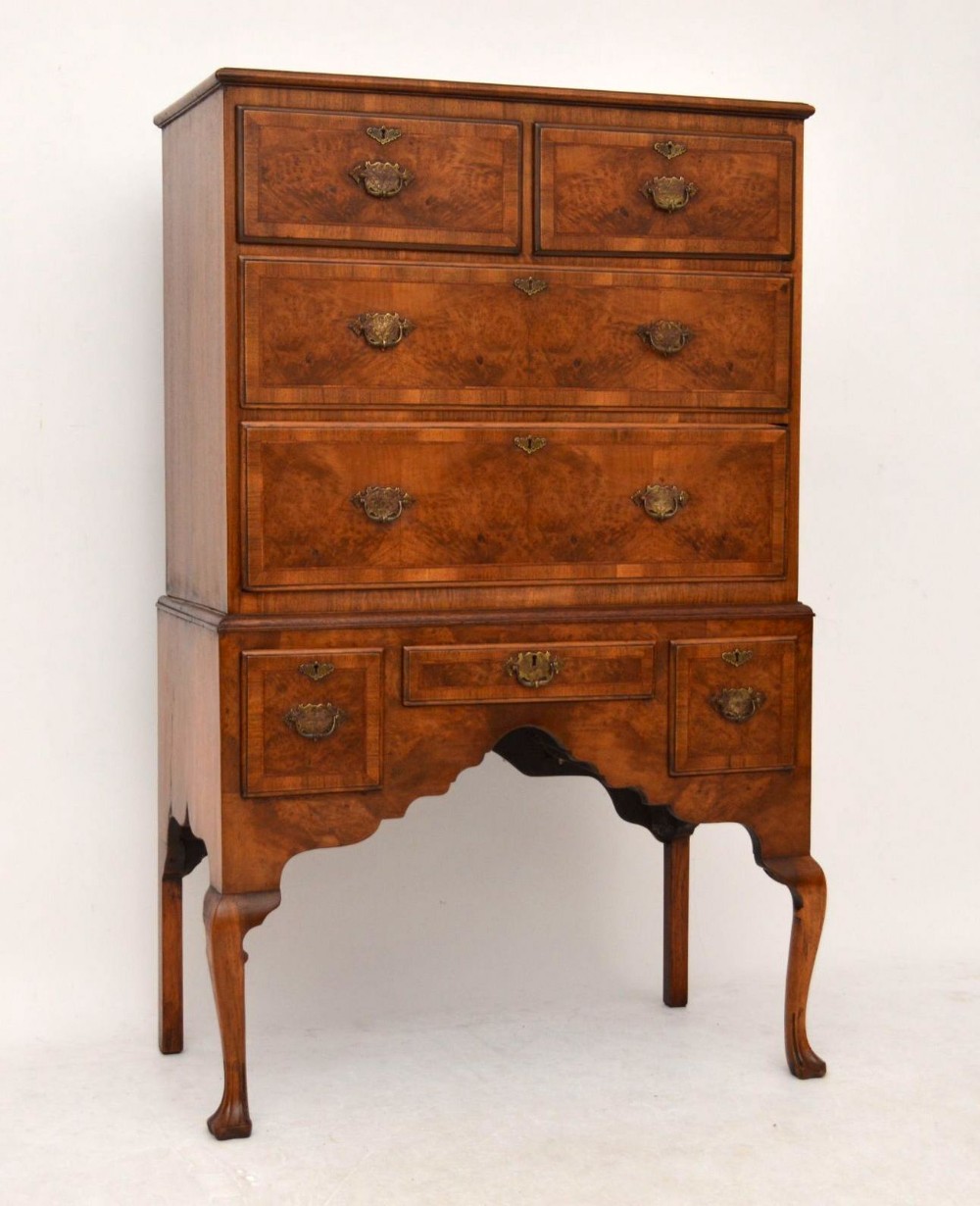 Antique Inlaid Burr Walnut Chest on Stand - Tallboy 
