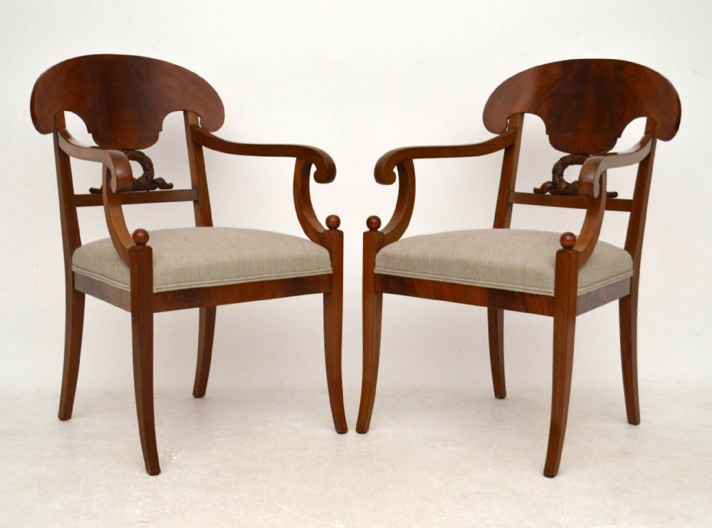 Pair of Antique Swedish Biedermeier Armchairs Empire Style
