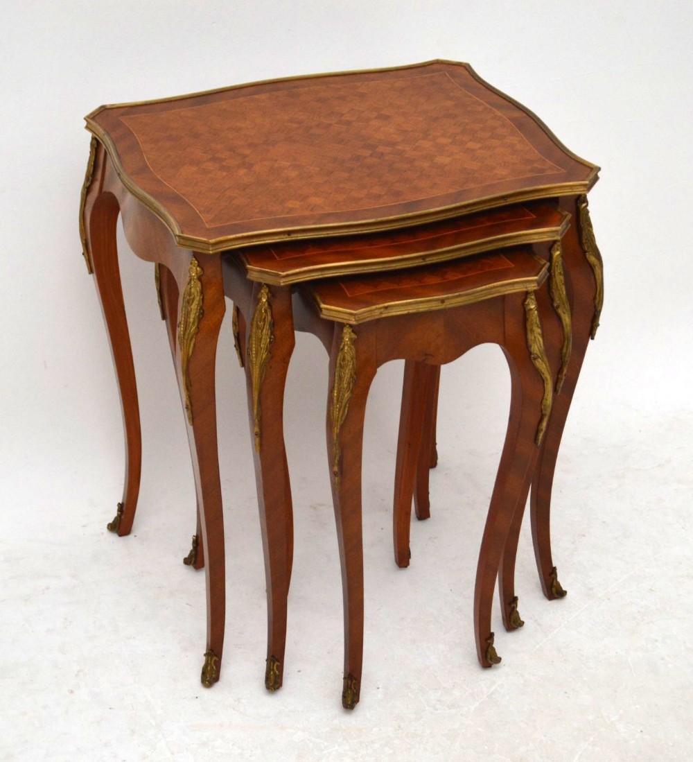 Antique French Inlaid Parquetry Top Nest of Tables