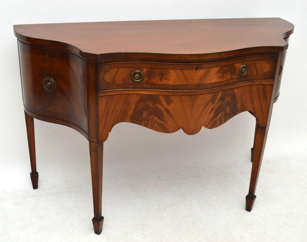 Antique Inlaid Mahogany Serpentine Shaped Sideboard