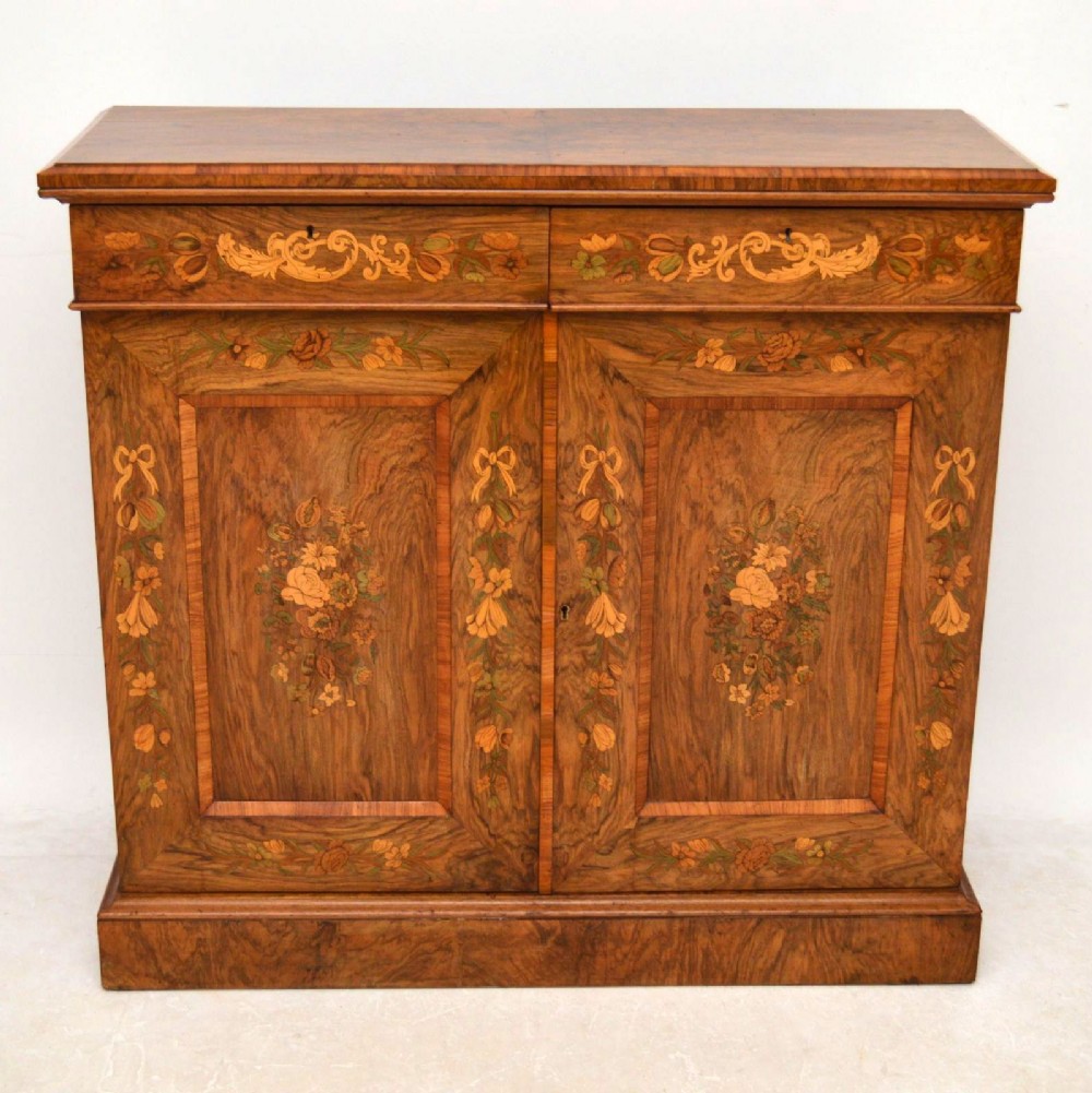 Antique Victorian Figured Walnut & Marquetry Cabinet / Chiffonier / Sideboard
