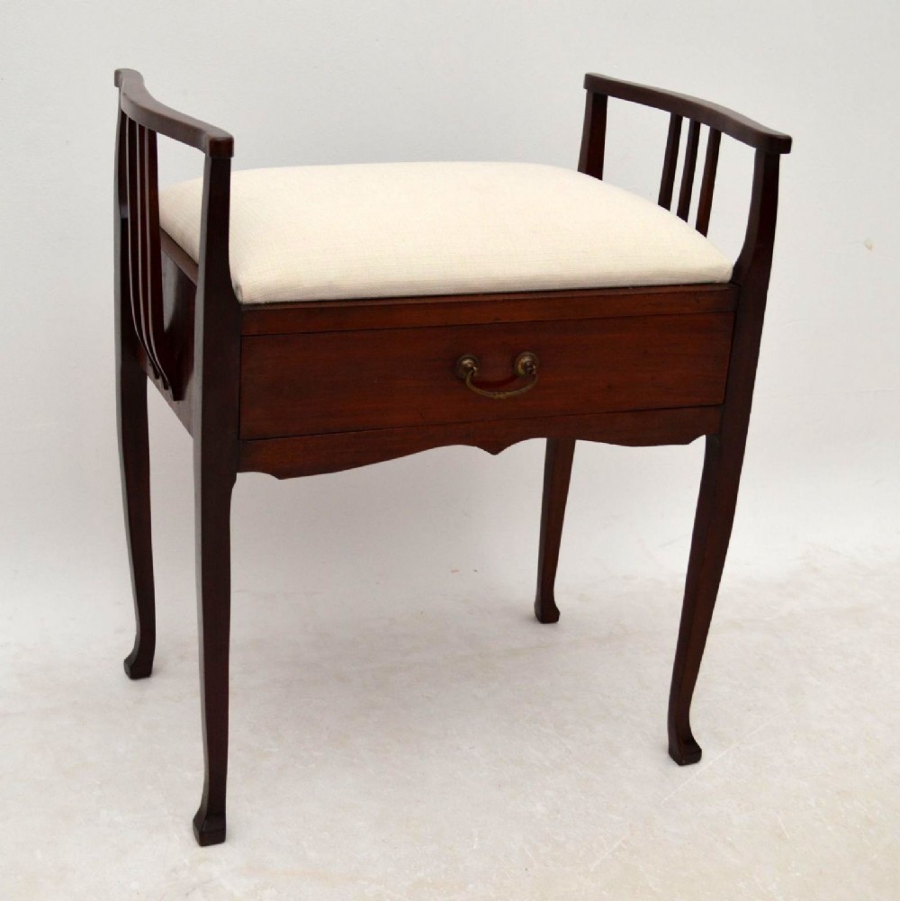 Antique Arts & Craft Mahogany Piano Stool
