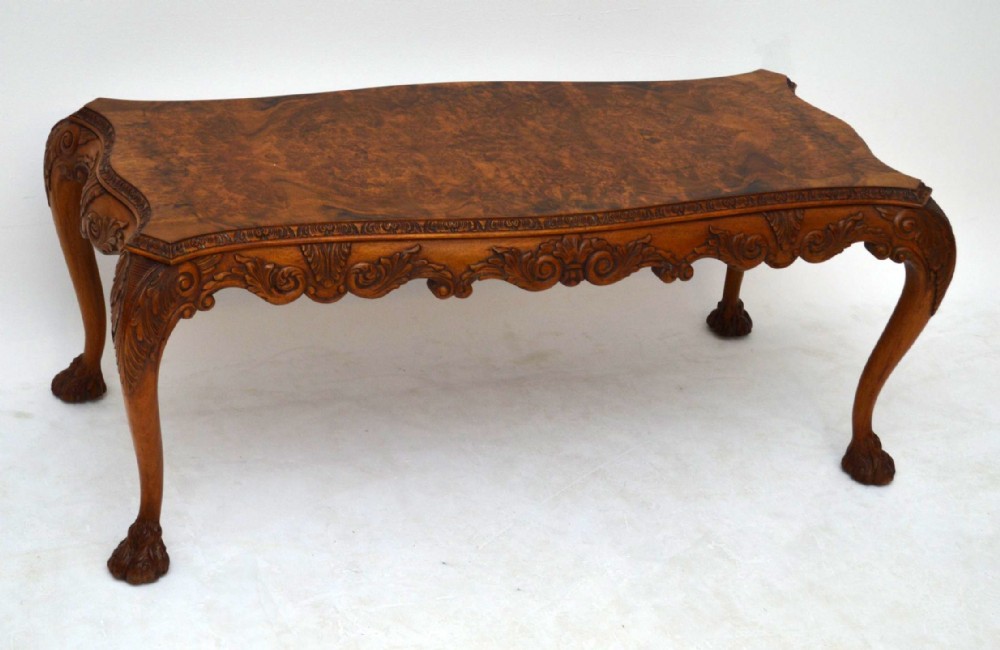 Antique Carved Walnut Queen Anne Style Coffee Table