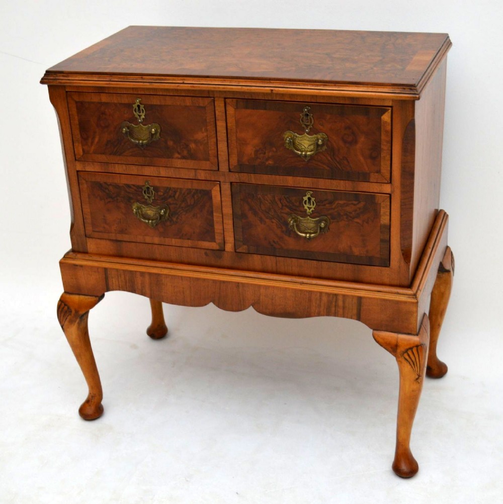 Antique Burr Walnut Low Boy Chest of Drawers