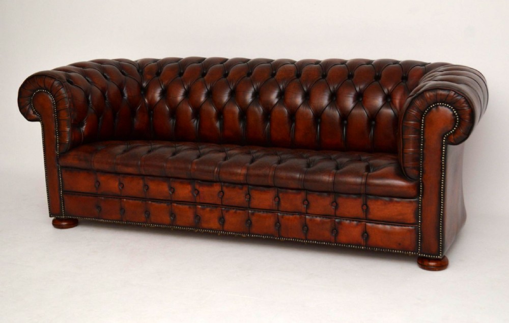 Antique Deep Buttoned Leather Chesterfield Sofa 