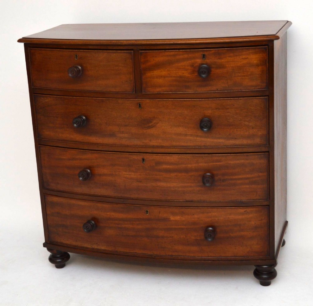 Antique Mahogany Bow Front Chest of Drawers 1840's