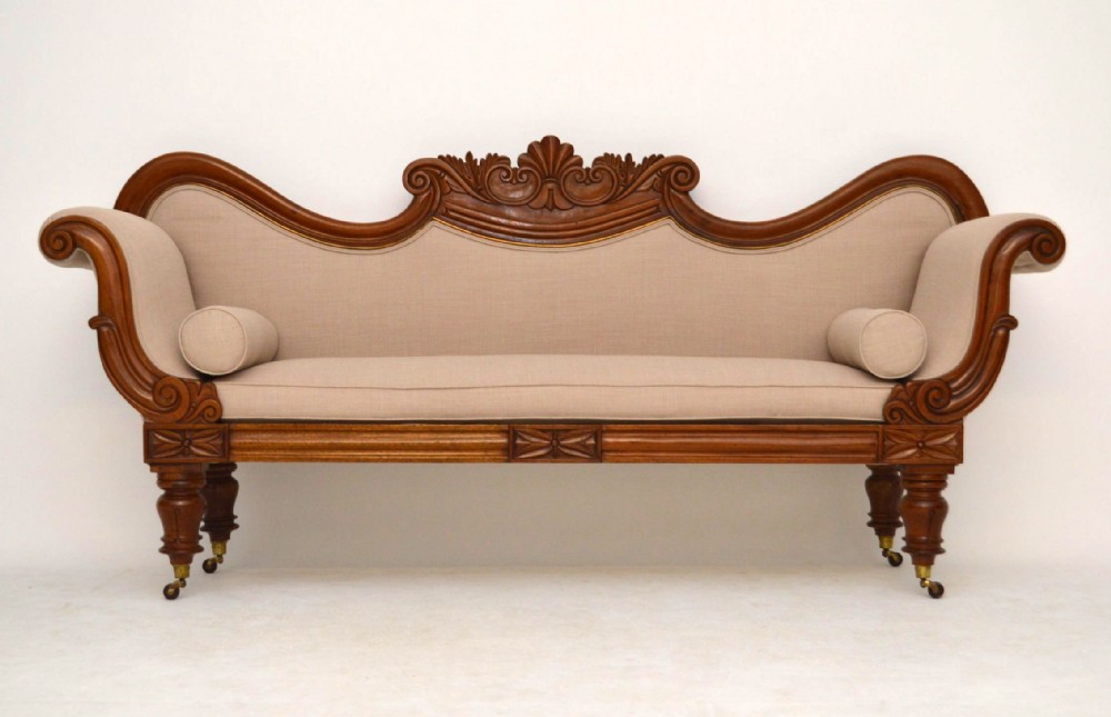 Antique William IV Carved Mahogany Sofa
