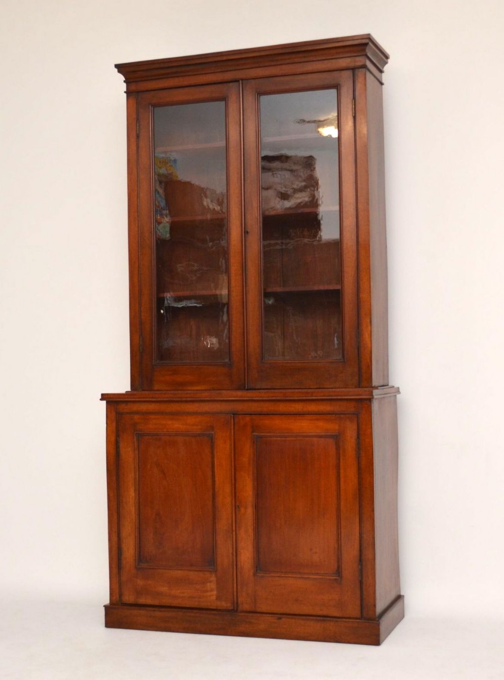 Antique Victorian Mahogany Bookcase over Cupboard