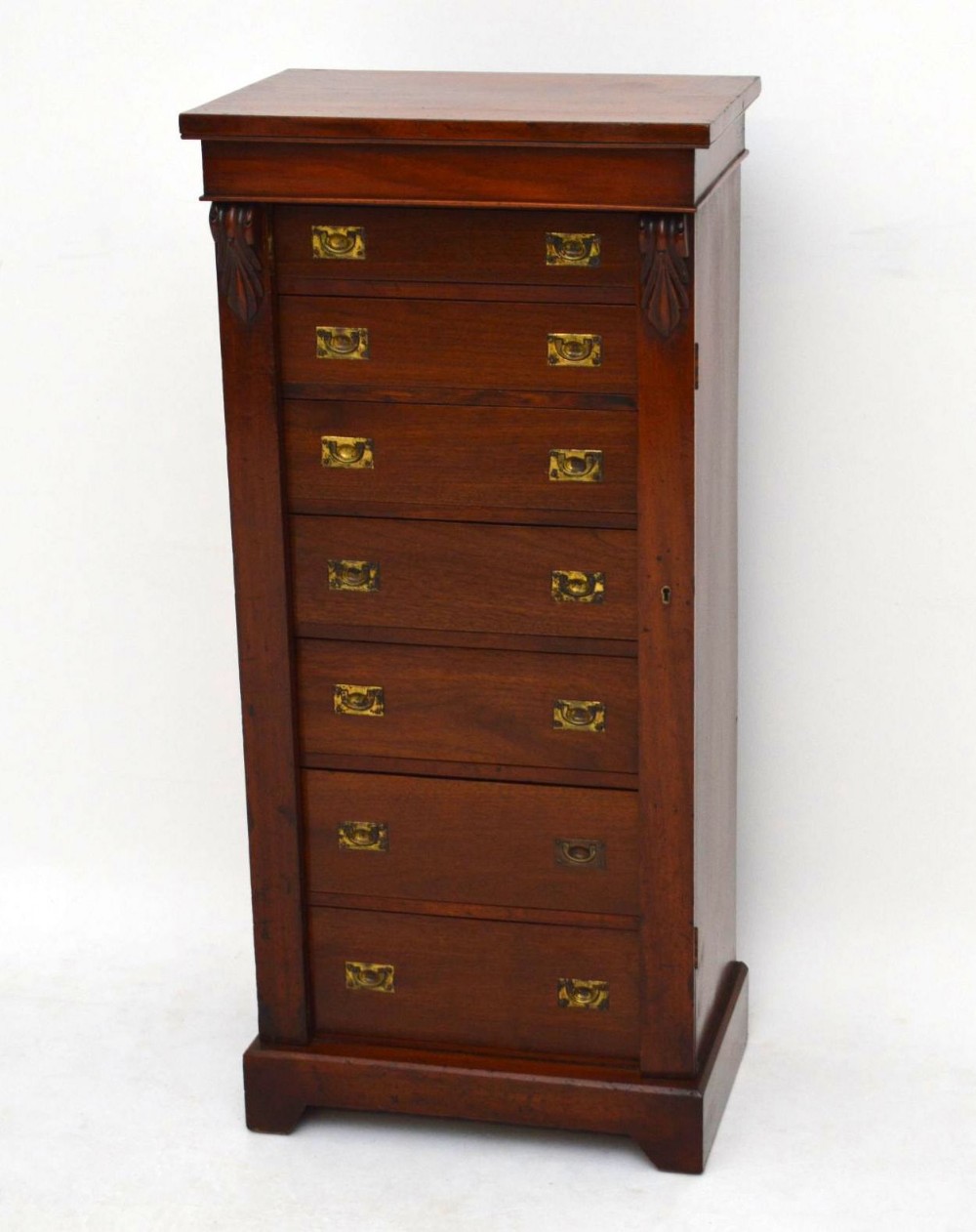 Antique Victorian Walnut Wellington Chest - Military Handles
