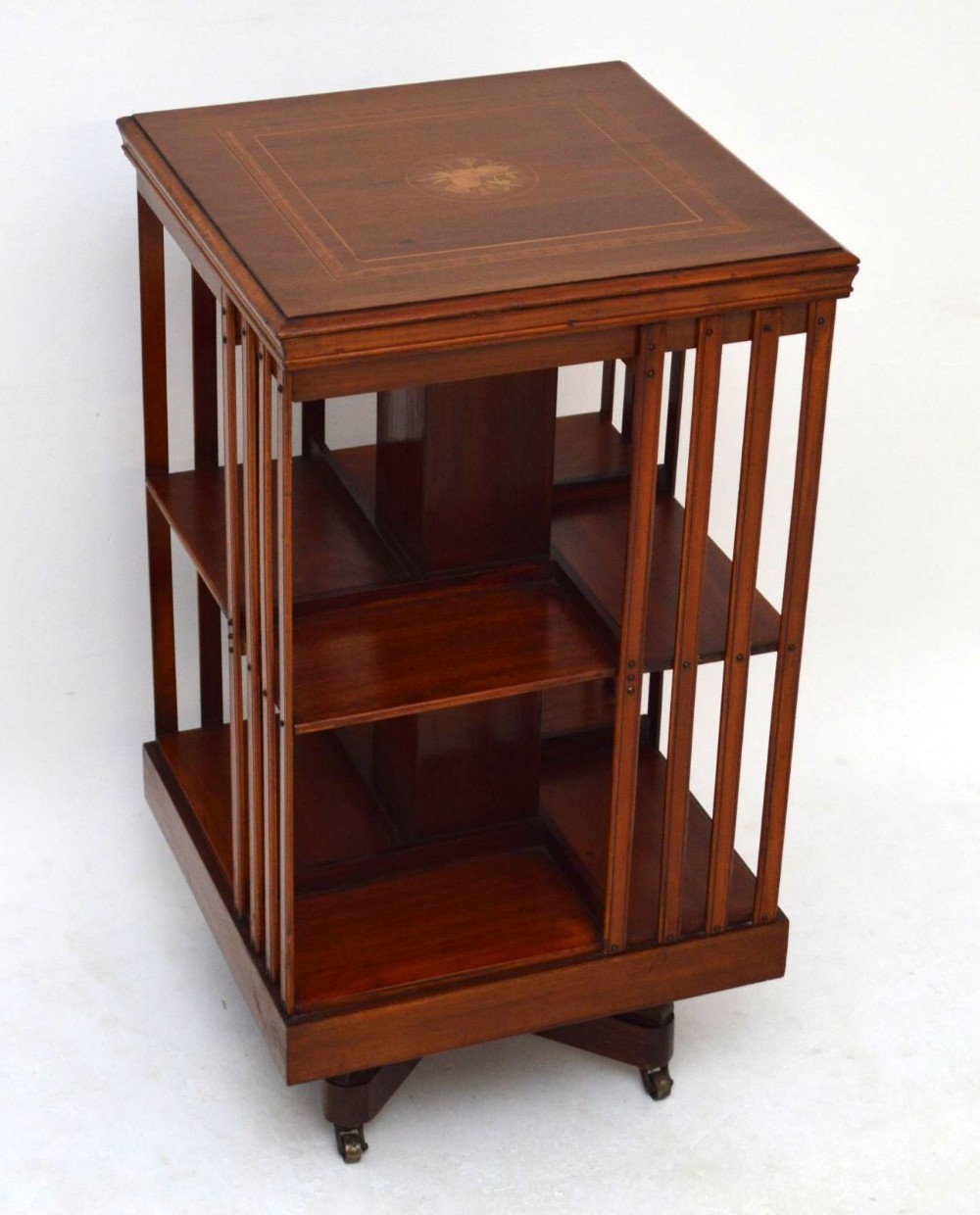 Antique Inlaid Mahogany Revolving Bookcase