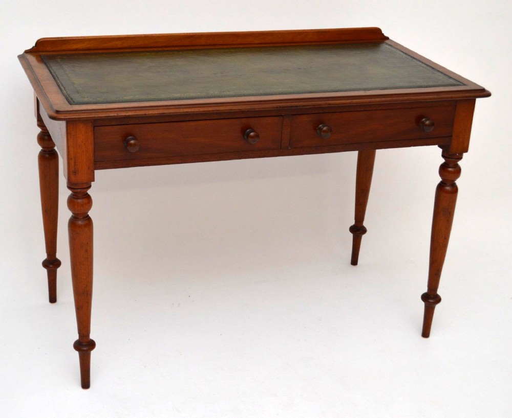 Antique Victorian Mahogany Leather Top Writing Table