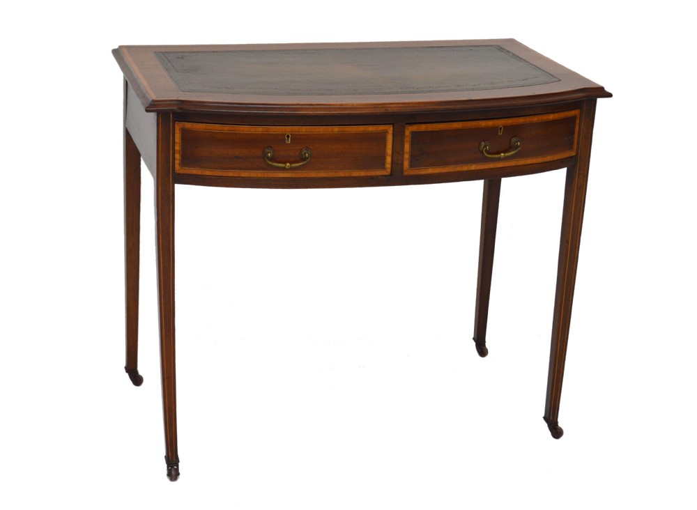 Antique Edwardian Mahogany & Satinwood Writing Table Desk