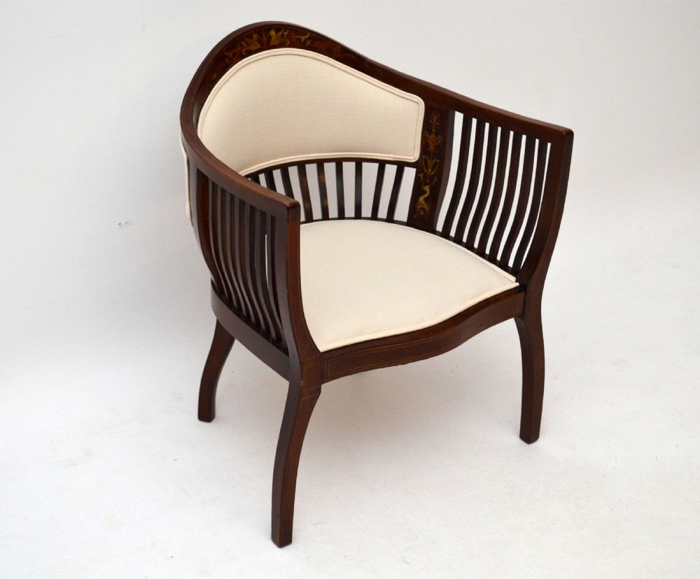 Antique Mahogany Inlaid Armchair