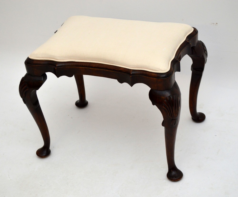 Antique Carved Shaped Walnut Stool