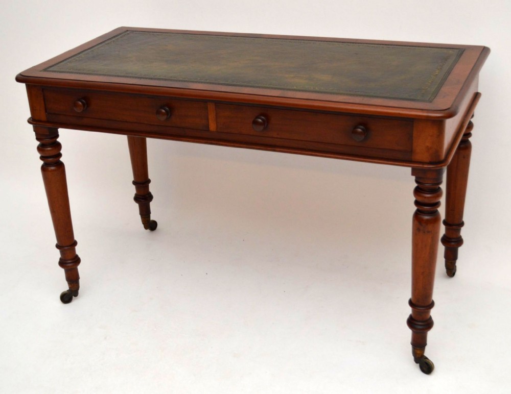 Antique Victorian Mahogany Leather Top Writing Table Desk