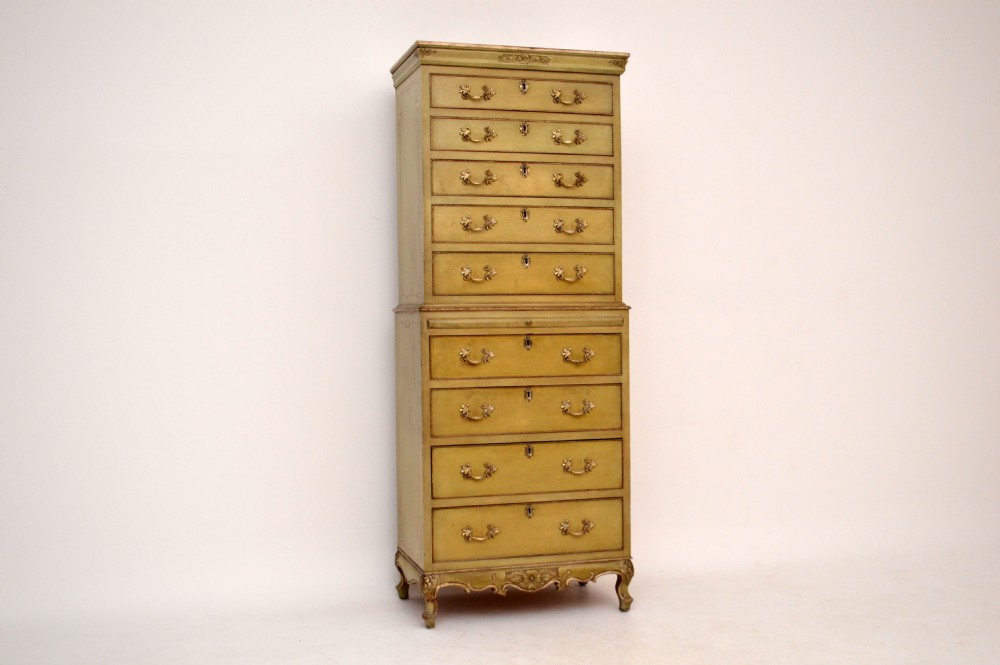 Original Antique Painted Chest on Chest - Tallboy