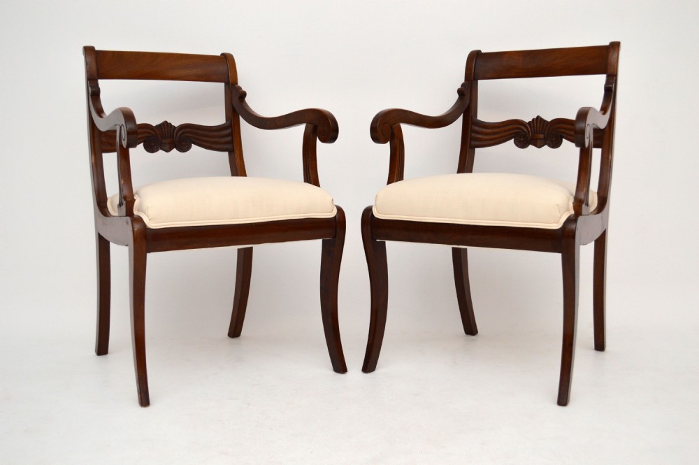 Pair of Antique Regency Mahogany Open Armchairs