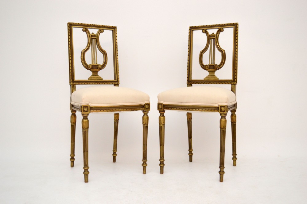 Pair of Antique French Gilt Wood Side Chairs
