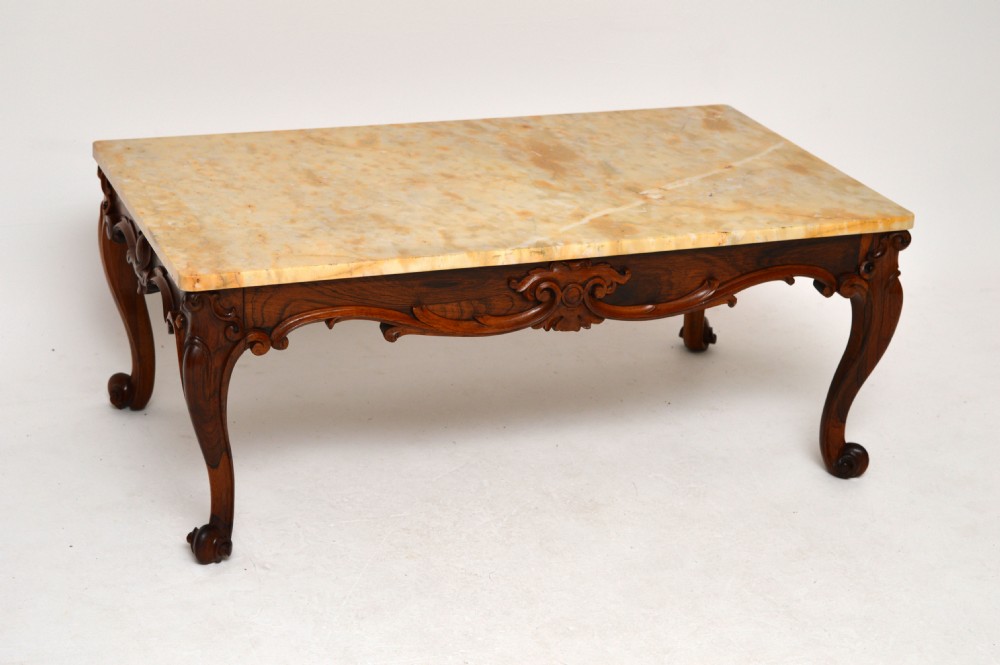 Antique William IV Marble Top Rosewood Coffee Table