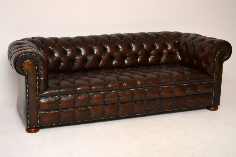 Antique Deep Buttoned Leather Chesterfield Sofa