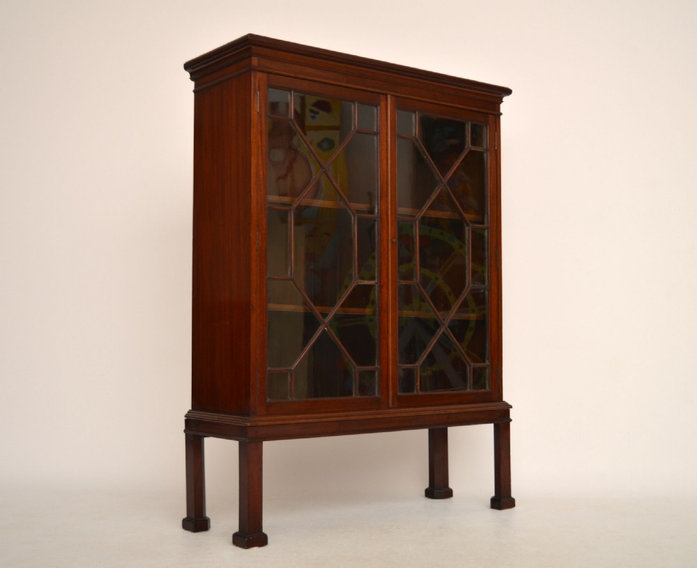 Antique Mahogany Two Door Glazed Bookcase