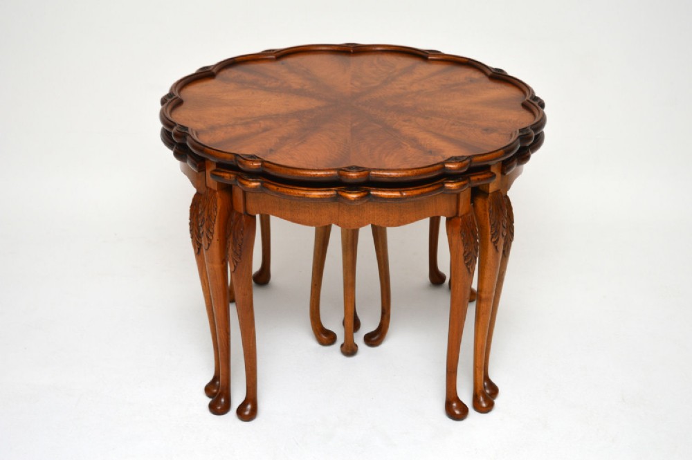 Antique Walnut Coffee Table Nest Combination