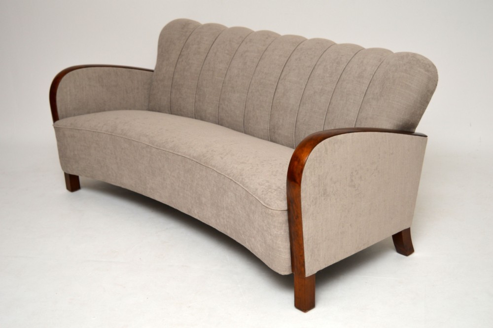 Swedish Art Deco Satin Birch Upholstered Sofa