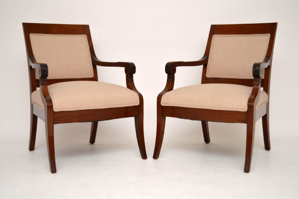Pair of Antique Swedish Mahogany Armchairs