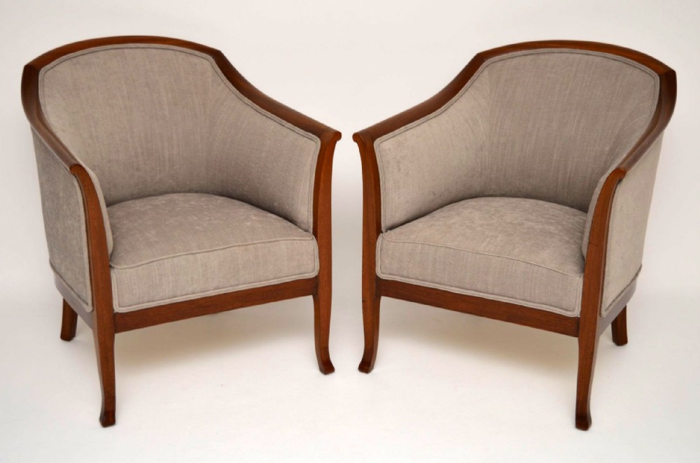 Pair of Antique Swedish Mahogany Armchairs