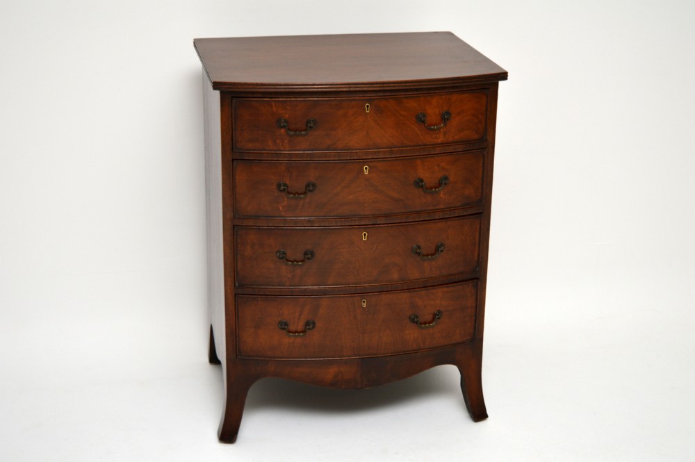 Small Antique Edwardian Mahogany Bow Fronted Chest