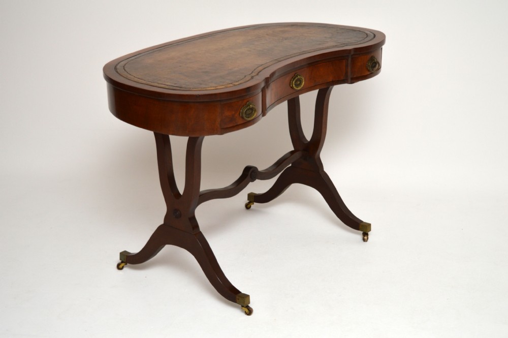 Antique Edwardian Kidney Shaped Writing Table Desk