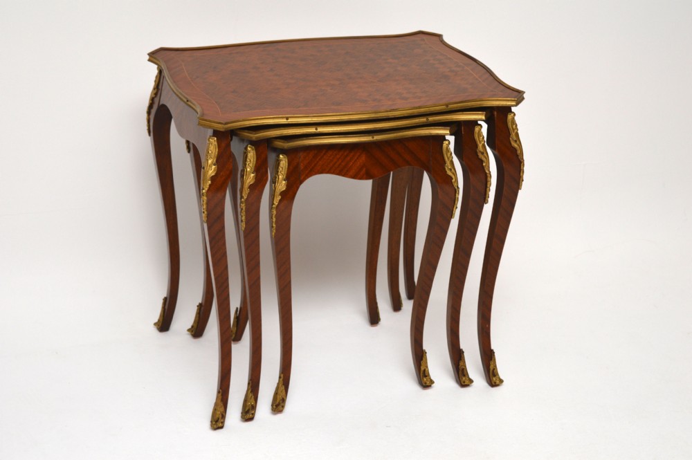 Antique French Kingwood Parquetry & Ormolu Nest Tables