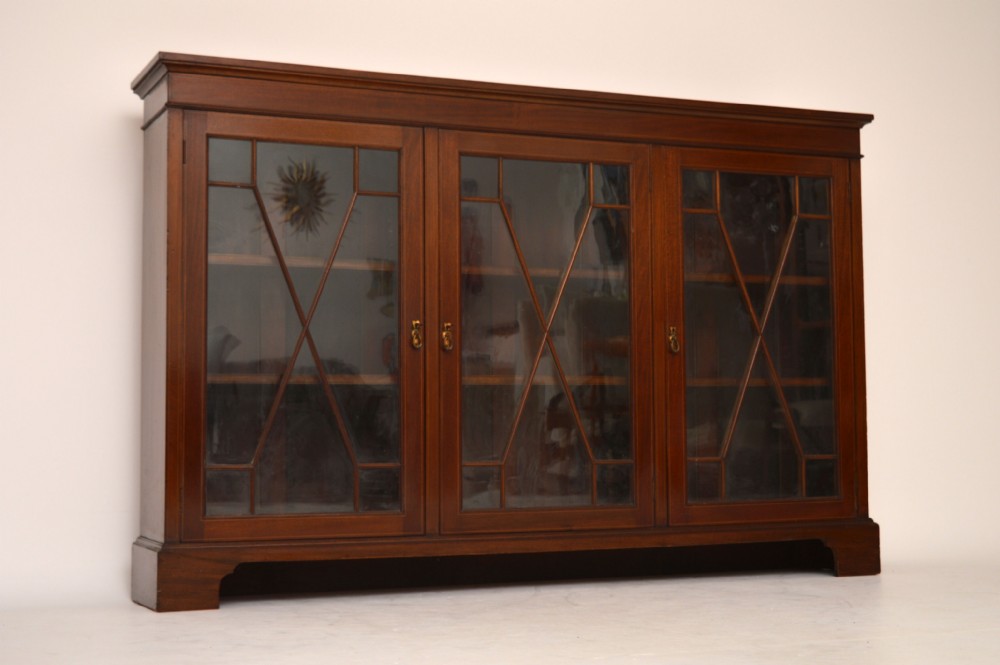 Antique Edwardian Inlaid Mahogany Dwarf Bookcase