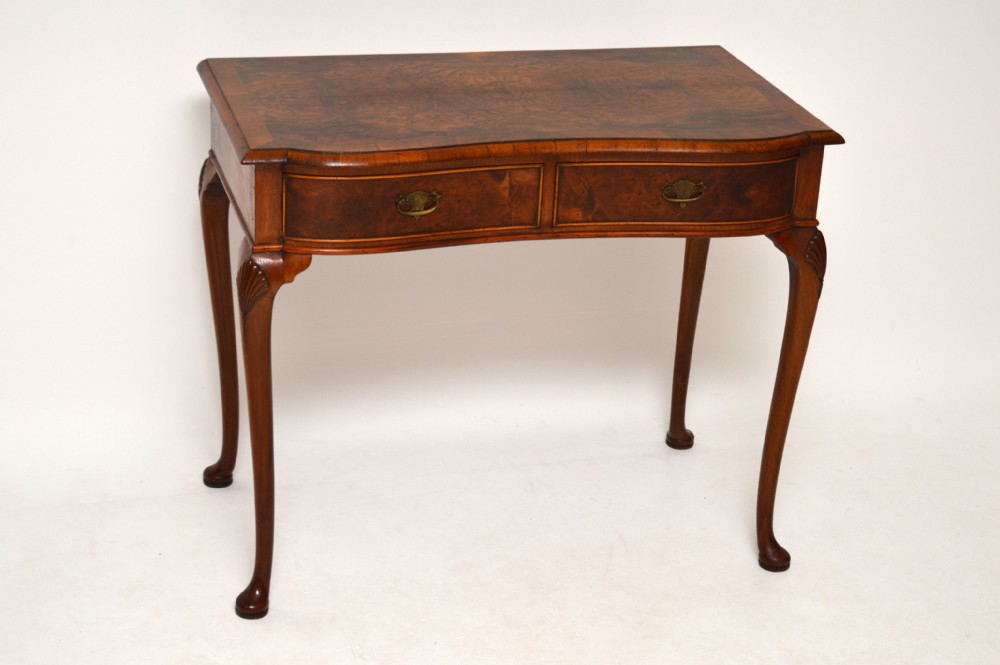 Antique Burr Walnut Writing Table Desk, Dressing or Side Table
