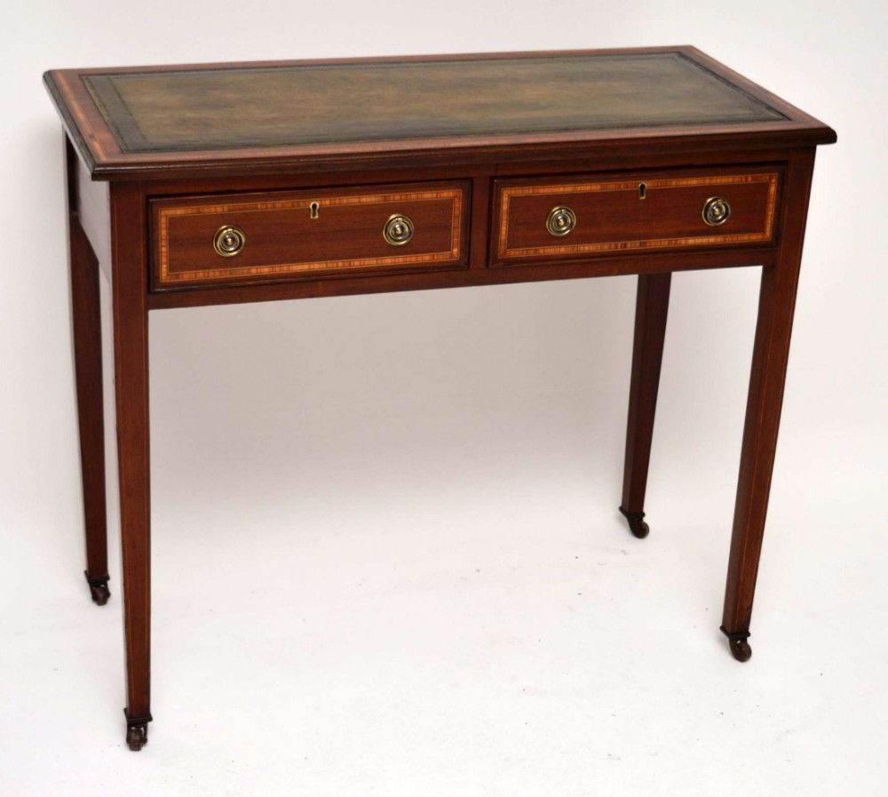 Antique Edwardian Inlaid Mahogany Writing Table Desk