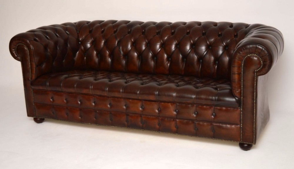 Lovely Antique Deep Buttoned Leather Chesterfield Sofa