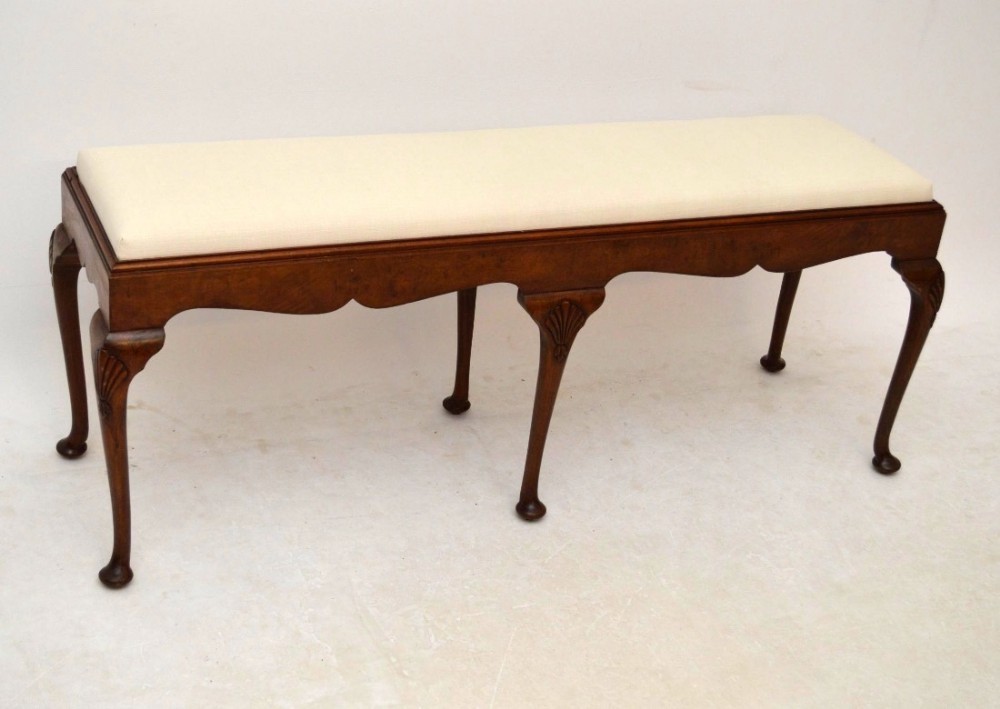 Long Antique Walnut Foot Stool