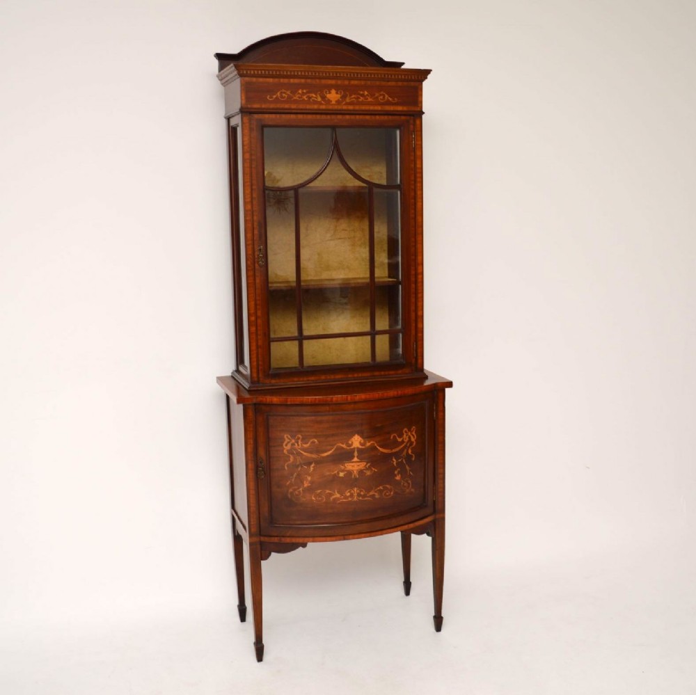 Antique Edwardian Mahogany & Satinwood Display Cabinet