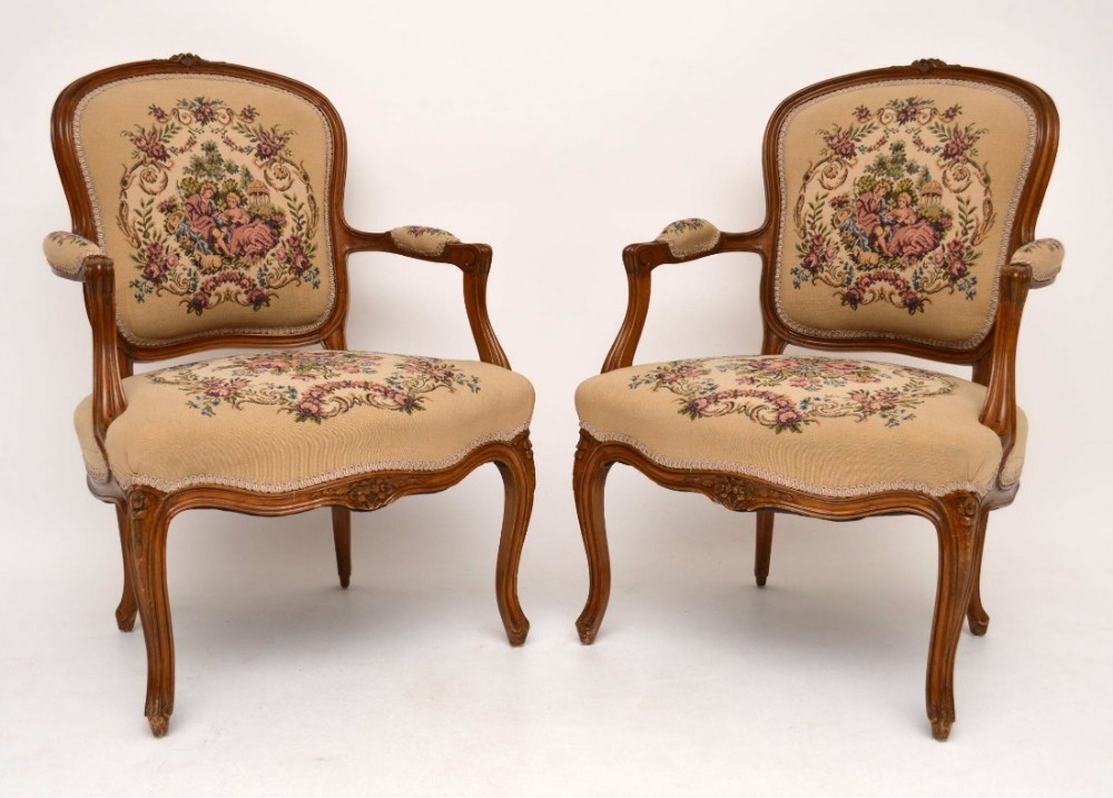 Pair of Antique French Salon Armchairs