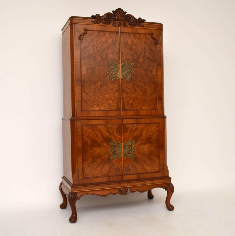 Antique Burr Walnut Cocktail Drinks Cabinet 