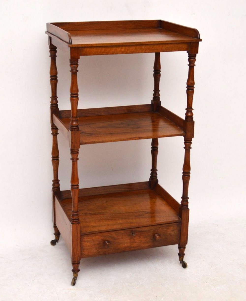 Antique Early Victorian Walnut Three Tier Buffet Stand