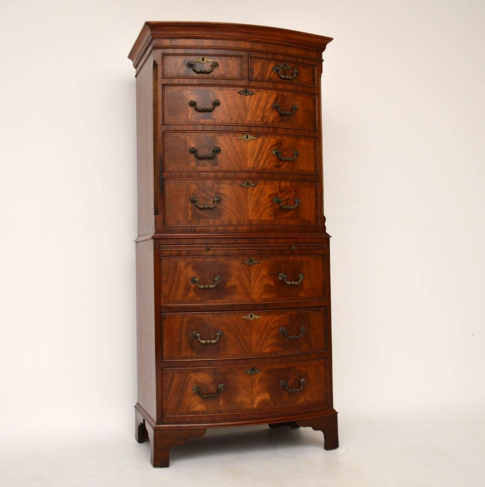 Antique Georgian Style Flame Mahogany Chest on Chest 
