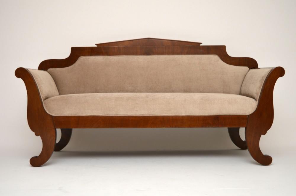 Antique Swedish Biedermeier Satinbirch Upholstered Sofa