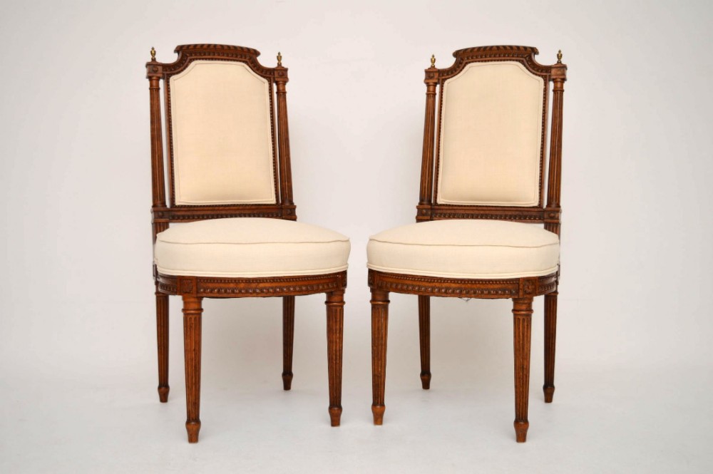 Pair of Antique Walnut Upholstered Side Chairs